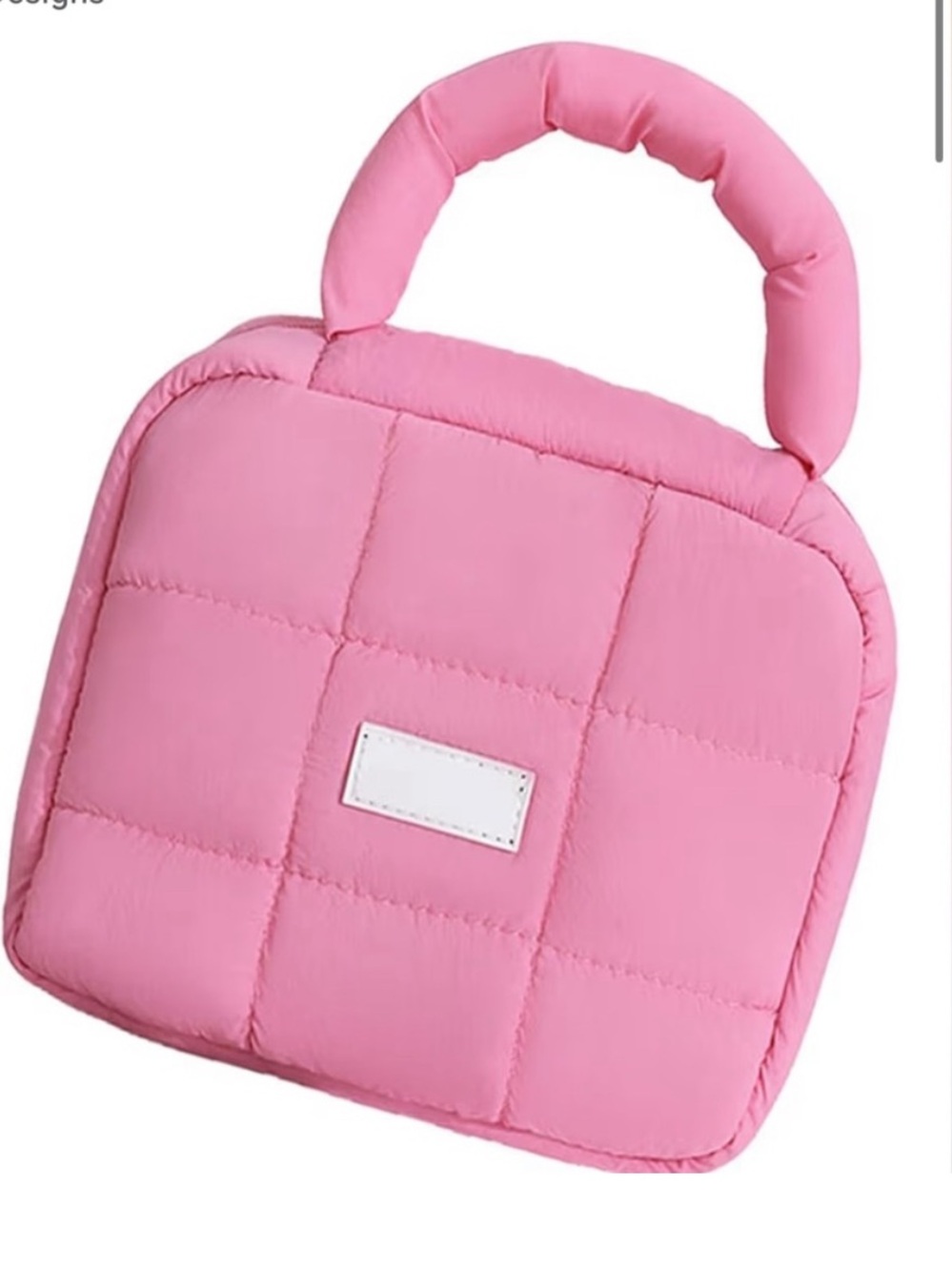 Pink Quilted Top-Handle Women’s Cosmetic Bag